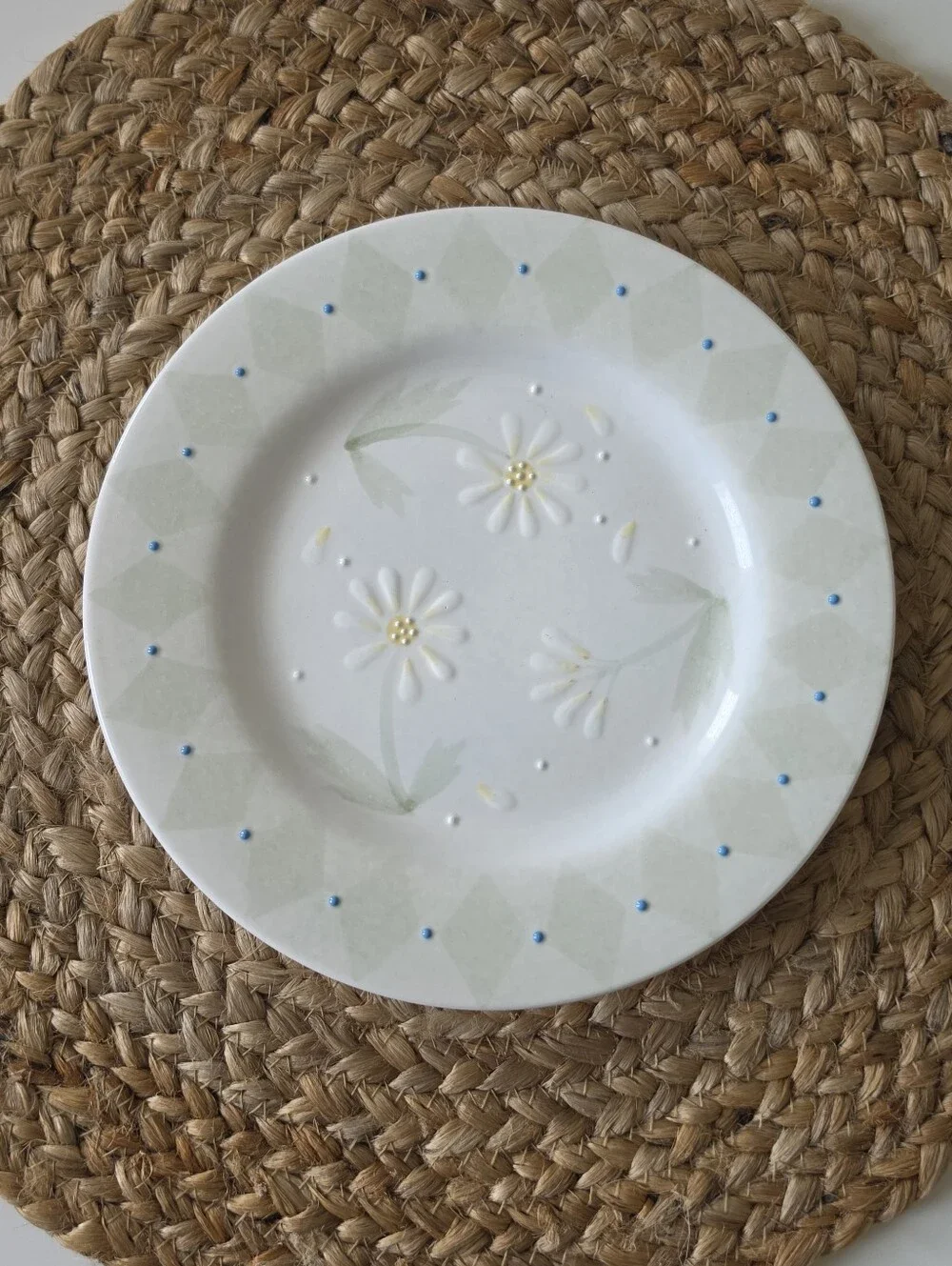 4 VTG Block Basics Floral Loves Me by Deb Mores Salad Plates 1999 Hand Painted